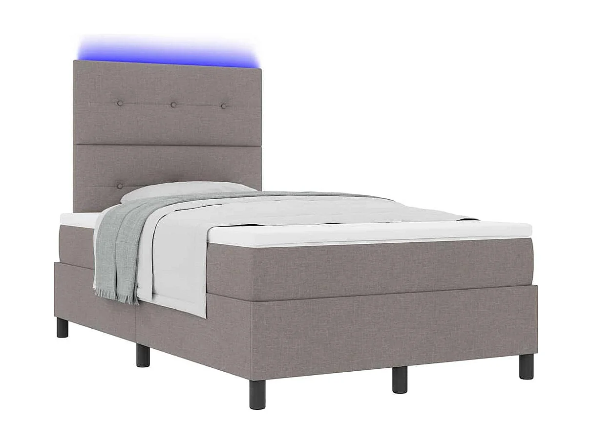 Cadre de lit avec matelas Taupe 120 x 200 cm tissu