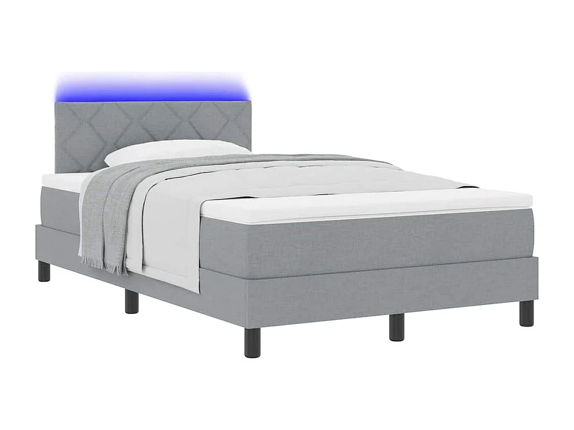Cama tipo Box Spring con colchón Gris claro 120 x 200 cm tela