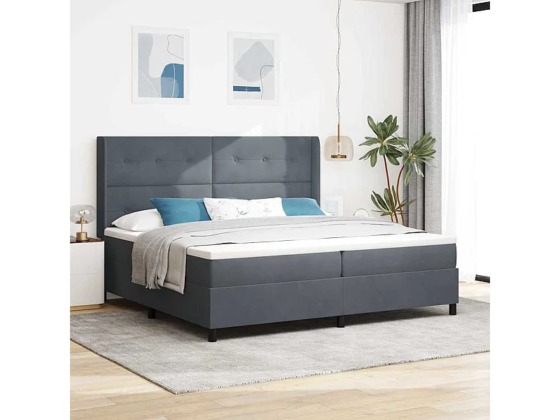 Cadre de lit avec Matelas LED Gris foncé 200 x 200 cm Velours