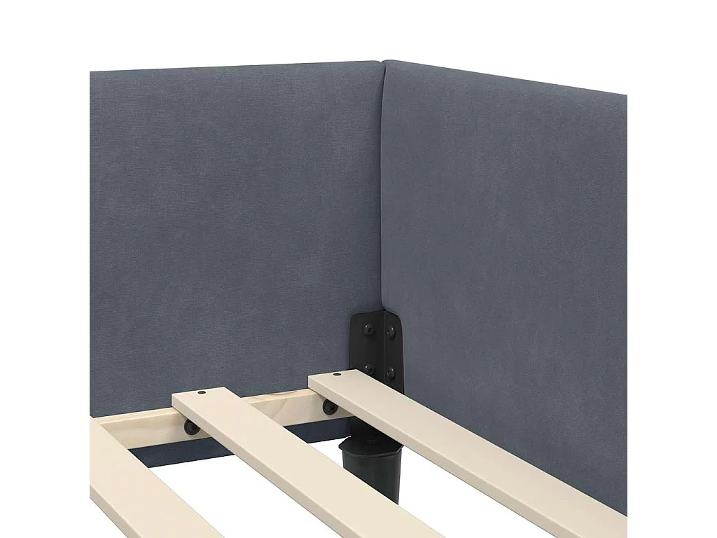 Cadre de lit d'angle avec tête de lit Gris foncé 90 x 200 cm