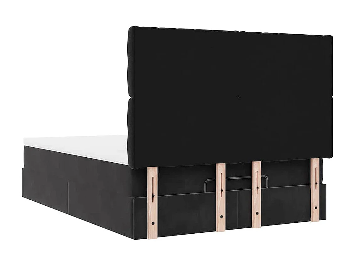 Cadre de lit ottoman avec matelas noir 140x200 cm velours