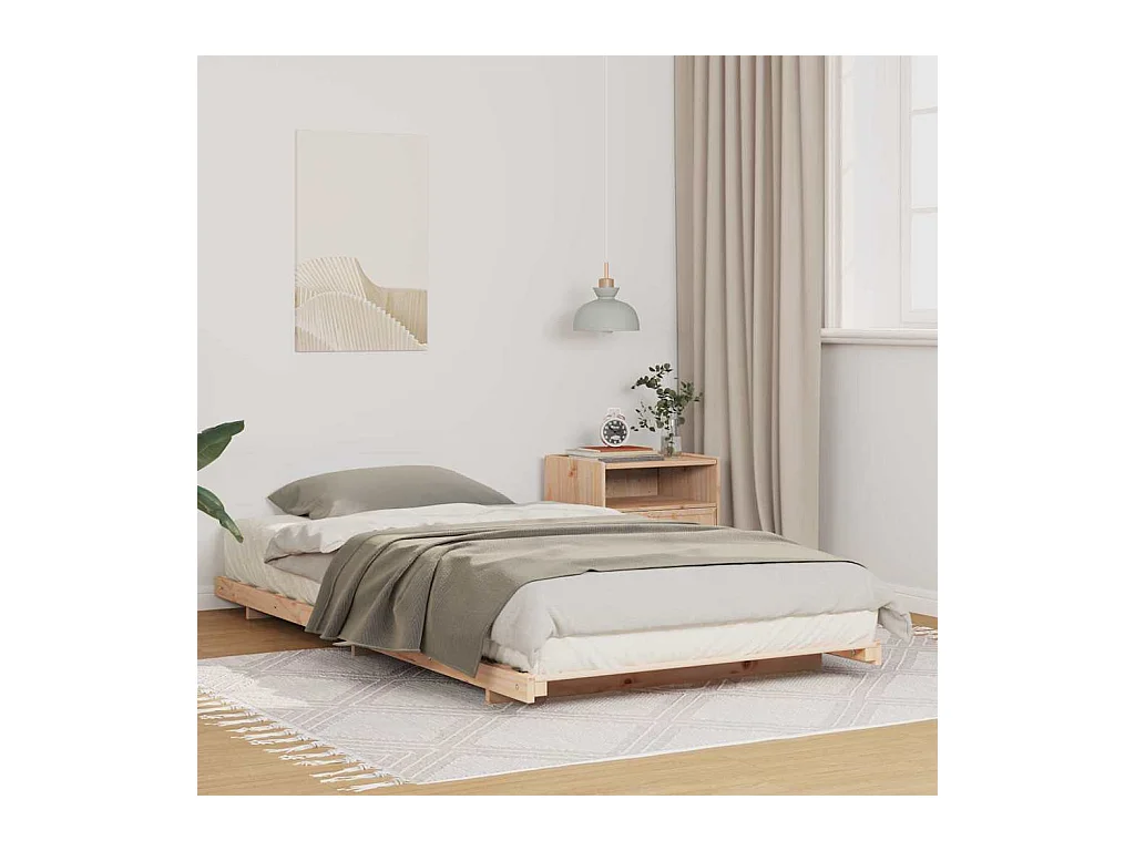 Estructura de cama Marrón 100 x 220 cm Madera maciza de pino