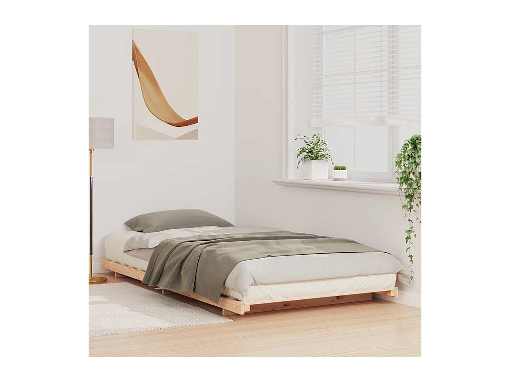 Estructura de cama Marrón 100 x 220 cm Madera maciza de pino