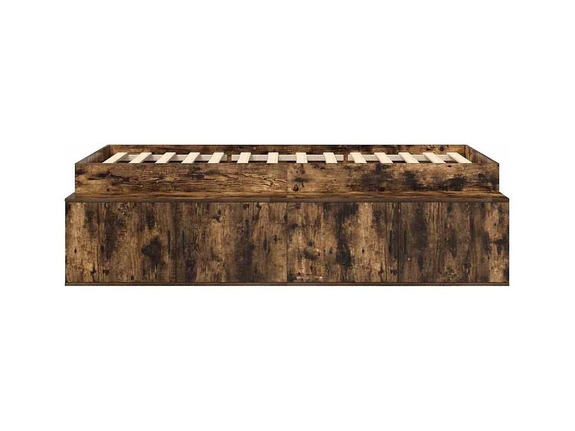 Cadre de lit avec rangement Chêne fumé 75 x 190 cm