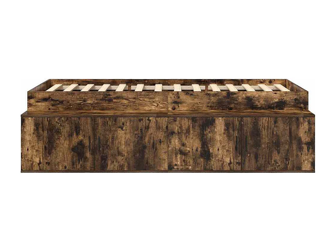 Cadre de lit avec rangement Chêne fumé 75 x 190 cm
