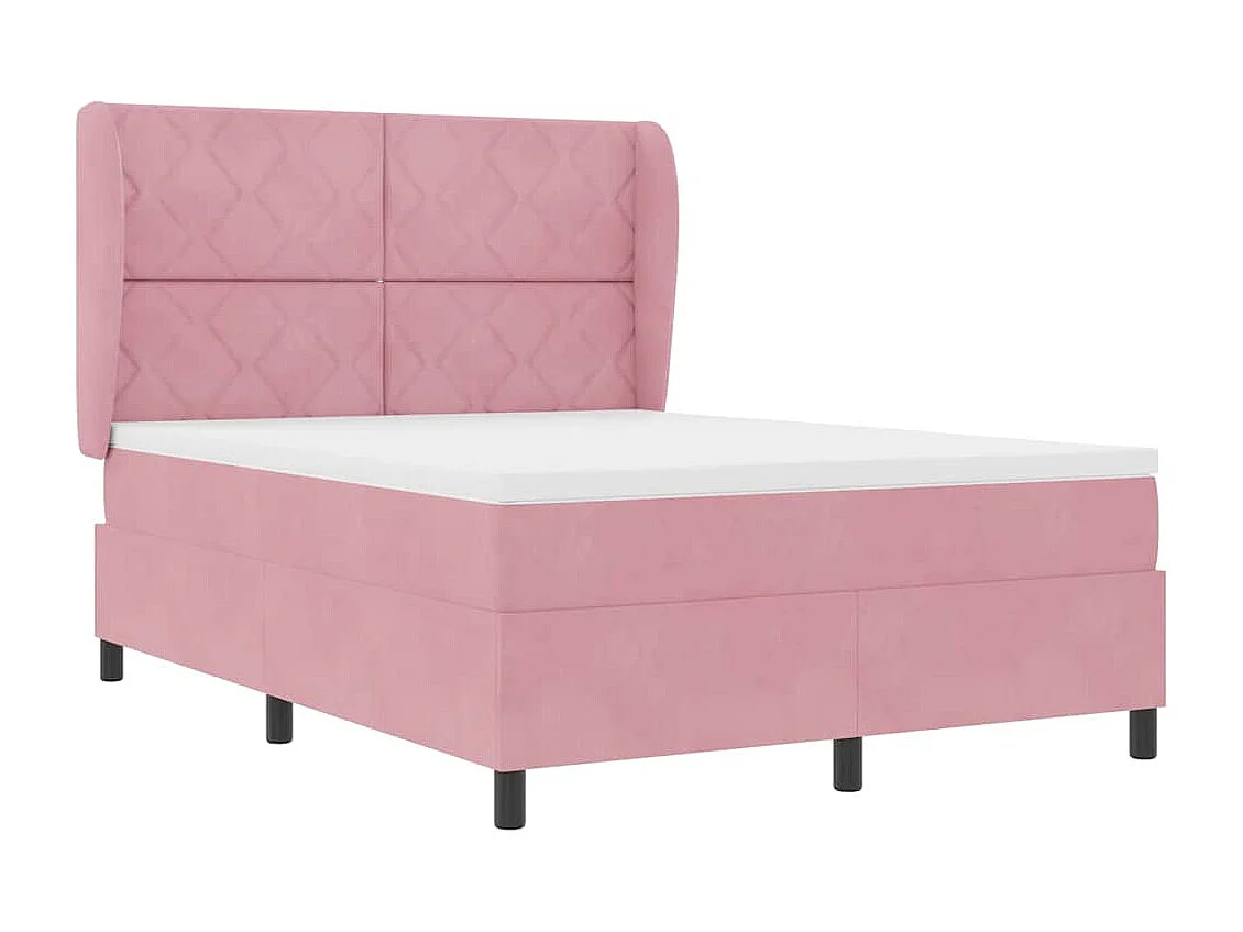 Cama tipo Box Spring con colchón Rosa 160 x 200 cm Terciopelo