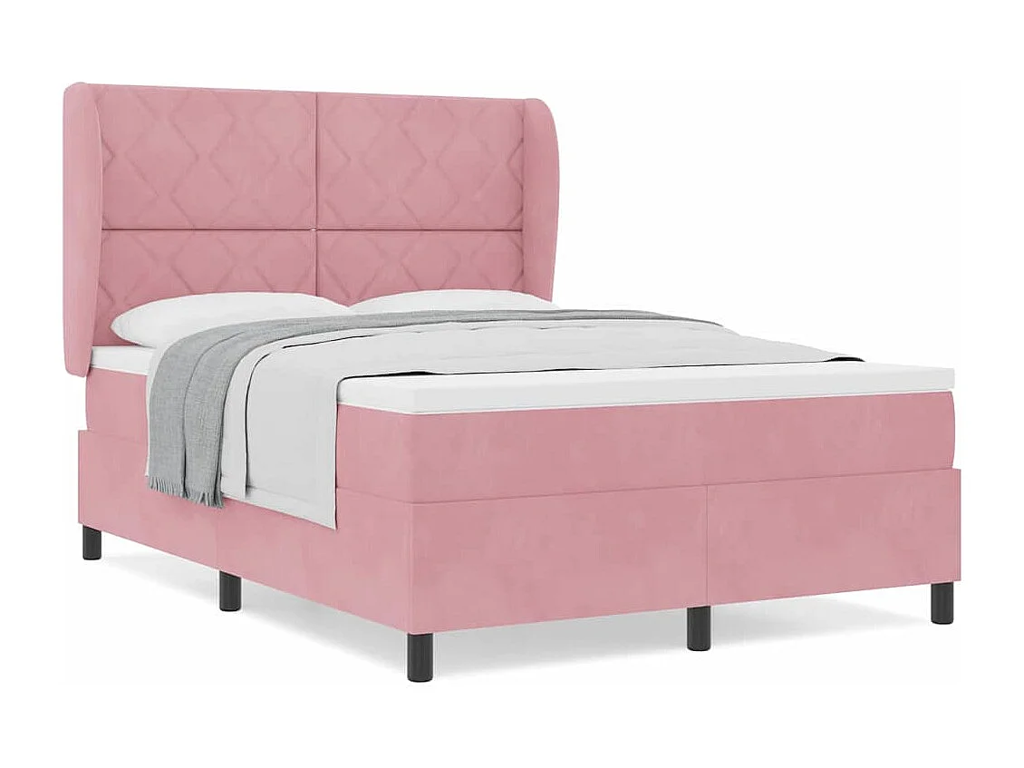 Cama tipo Box Spring con colchón Rosa 160 x 200 cm Terciopelo