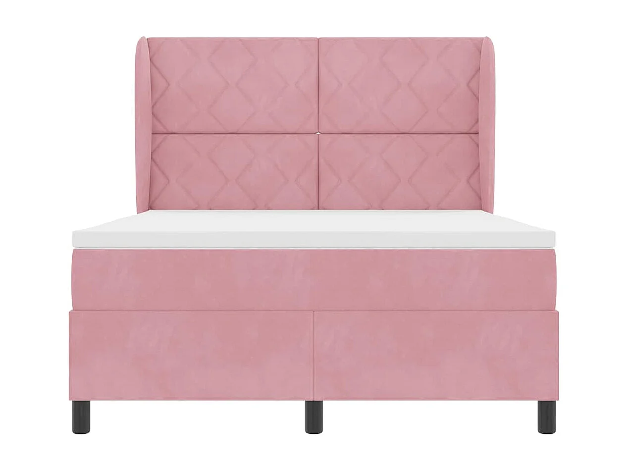 Cama tipo Box Spring con colchón Rosa 160 x 200 cm Terciopelo