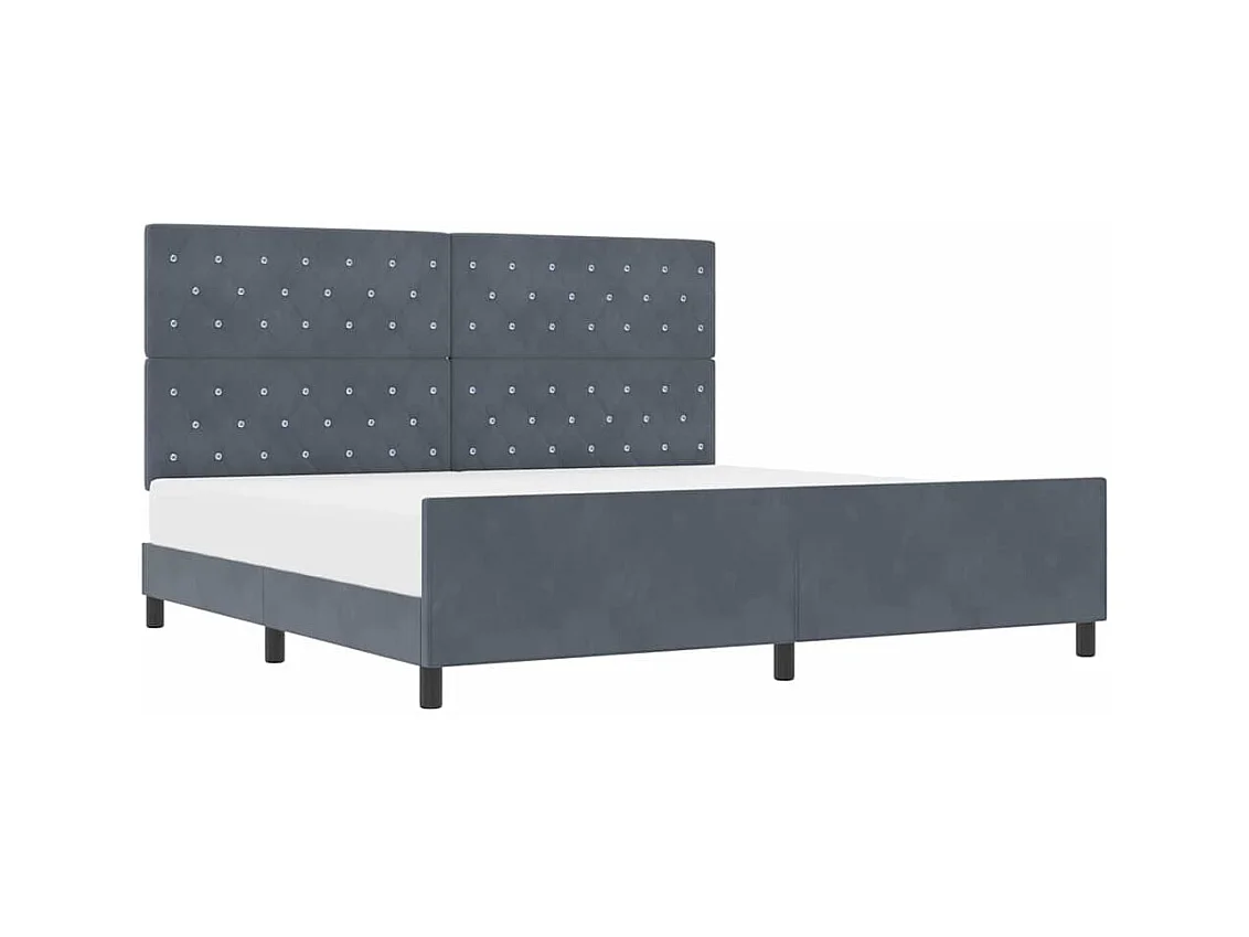 Cadre de lit avec tête de lit Gris foncé 200 x 200 cm Velours