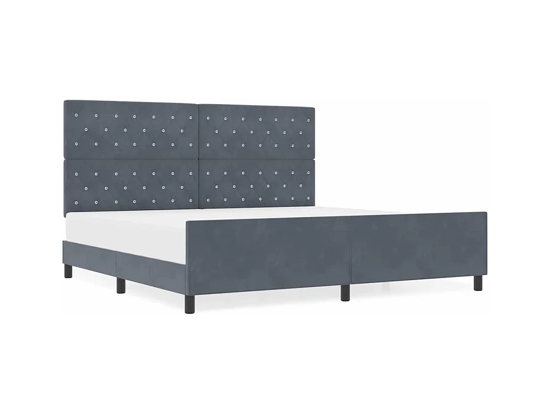 Cadre de lit avec tête de lit Gris foncé 200 x 200 cm Velours