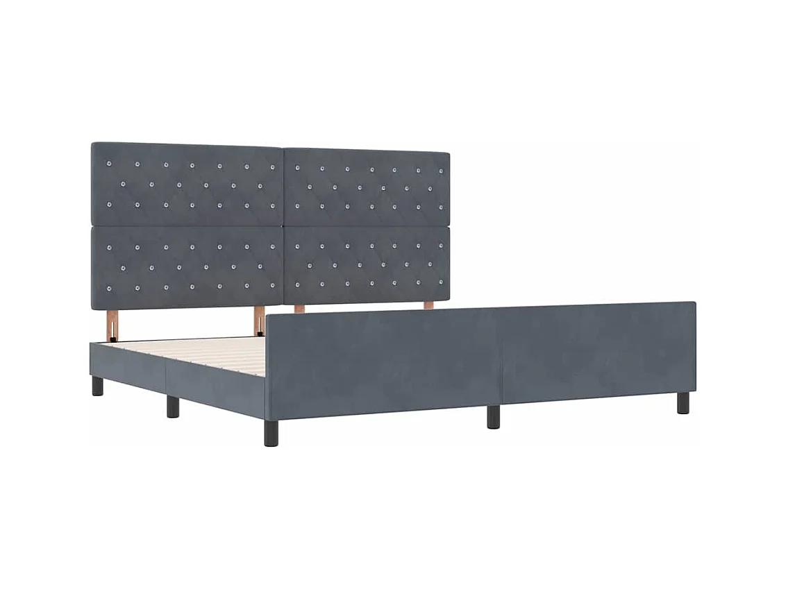 Cadre de lit avec tête de lit Gris foncé 200 x 200 cm Velours