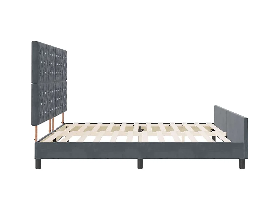 Cadre de lit avec tête de lit Gris foncé 200 x 200 cm Velours