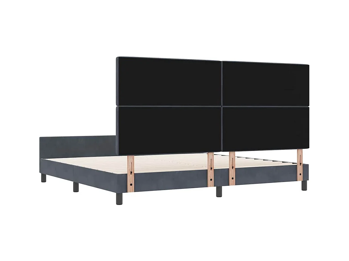 Cadre de lit avec tête de lit Gris foncé 200 x 200 cm Velours