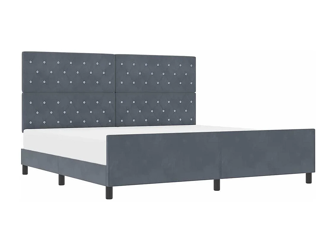 Cadre de lit avec tête de lit Gris foncé 200 x 200 cm Velours