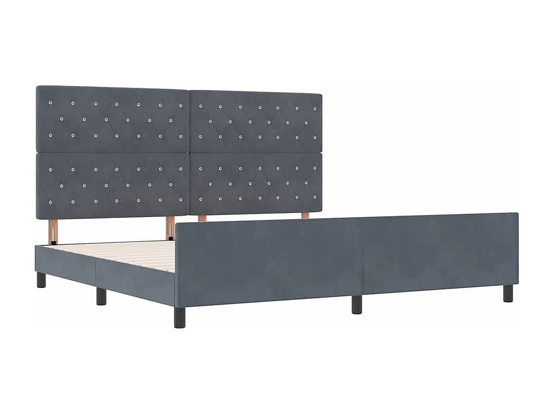 Cadre de lit avec tête de lit Gris foncé 200 x 200 cm Velours
