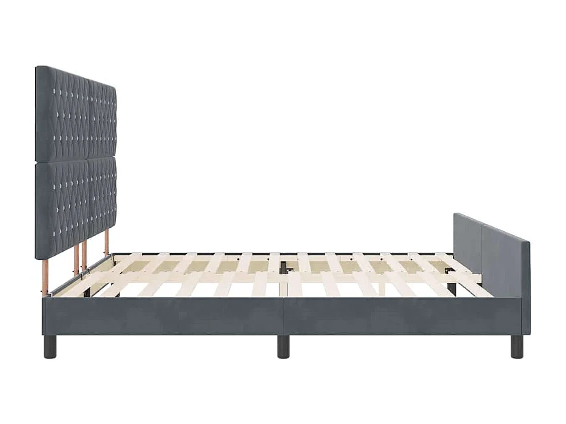 Cadre de lit avec tête de lit Gris foncé 200 x 200 cm Velours