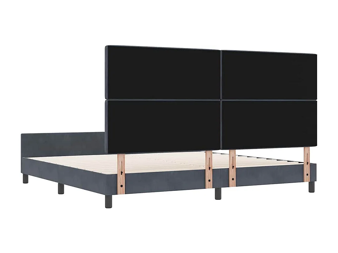 Cadre de lit avec tête de lit Gris foncé 200 x 200 cm Velours