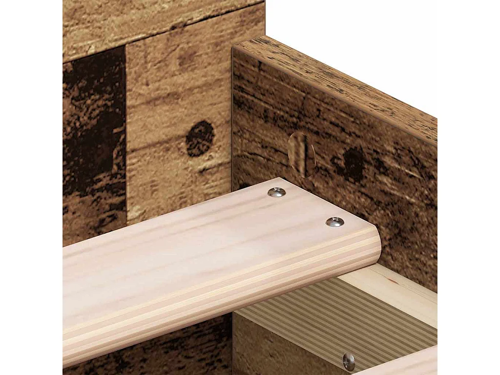 Bedframe met hoofdeinde Oud hout 75 x 190 cm Bewerkt hout