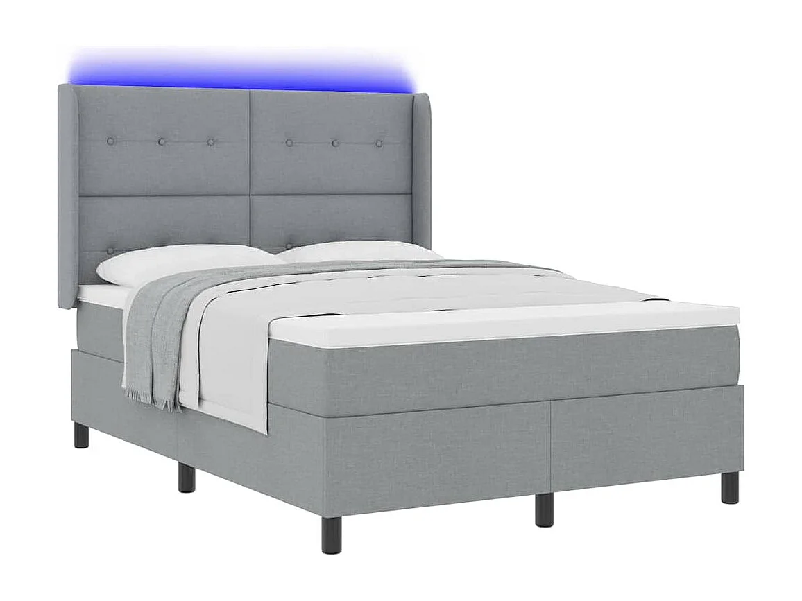 Cadre de lit avec matelas Gris clair 140 x 190 cm tissu