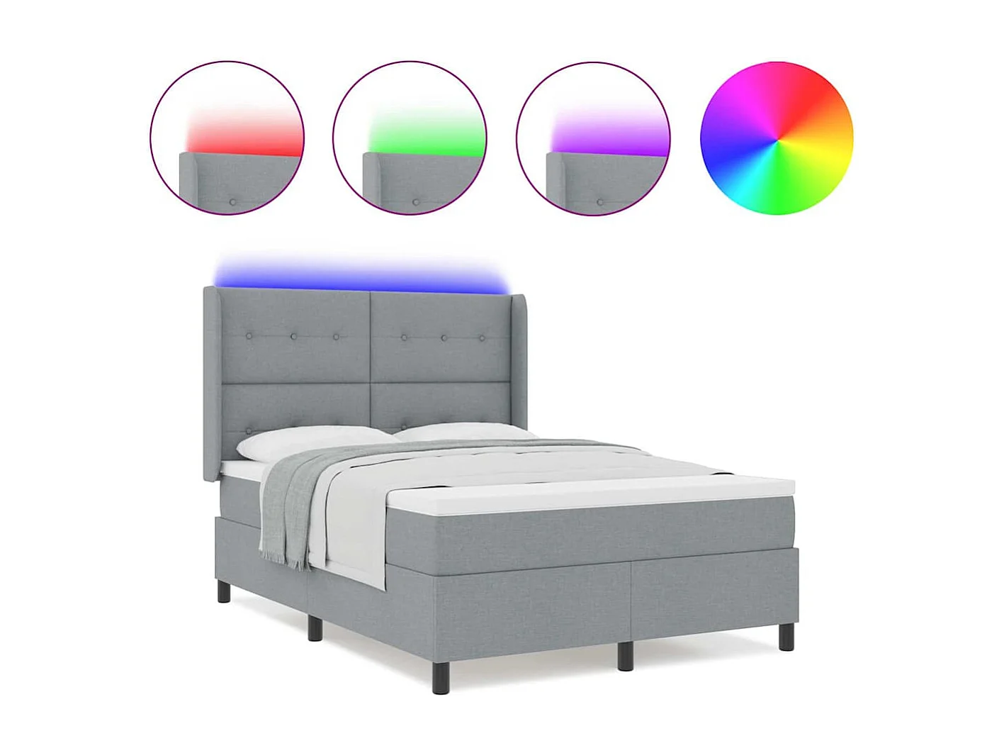 Cadre de lit avec matelas Gris clair 140 x 190 cm tissu