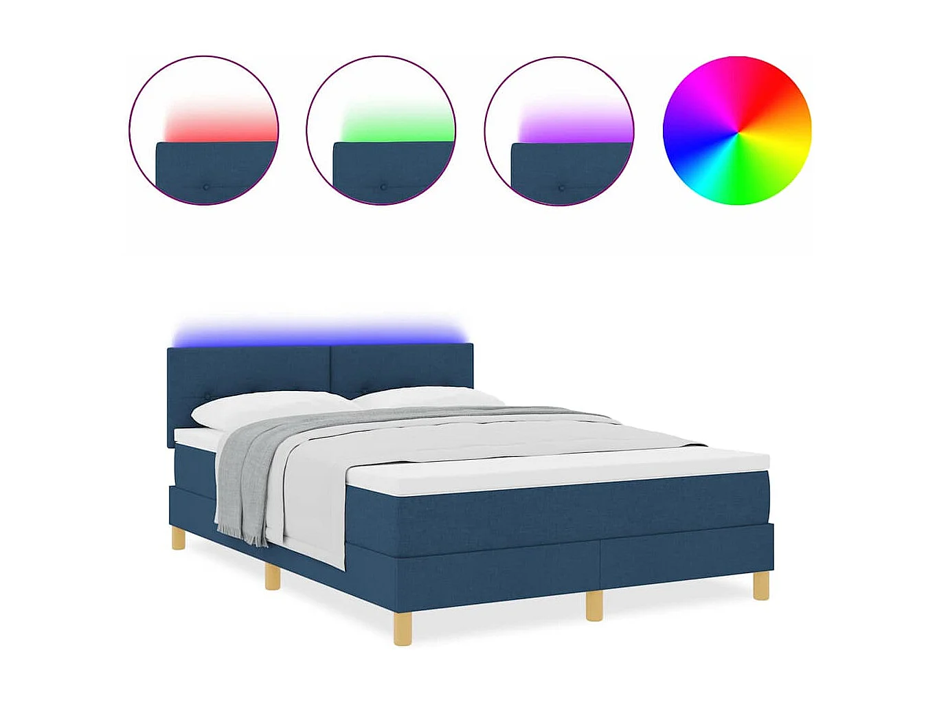 Cadre de lit avec matelas Bleu 140 x 200 cm tissu