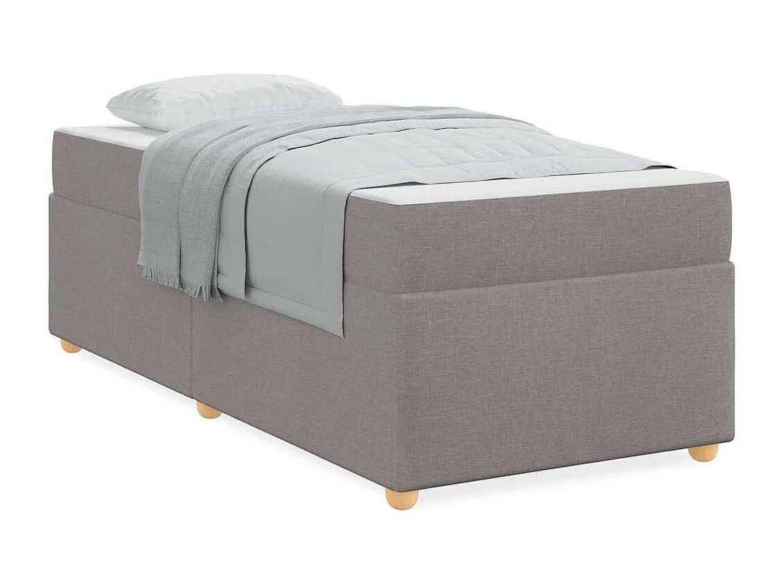 Cadre de lit avec matelas Taupe 100 x 200 cm tissu
