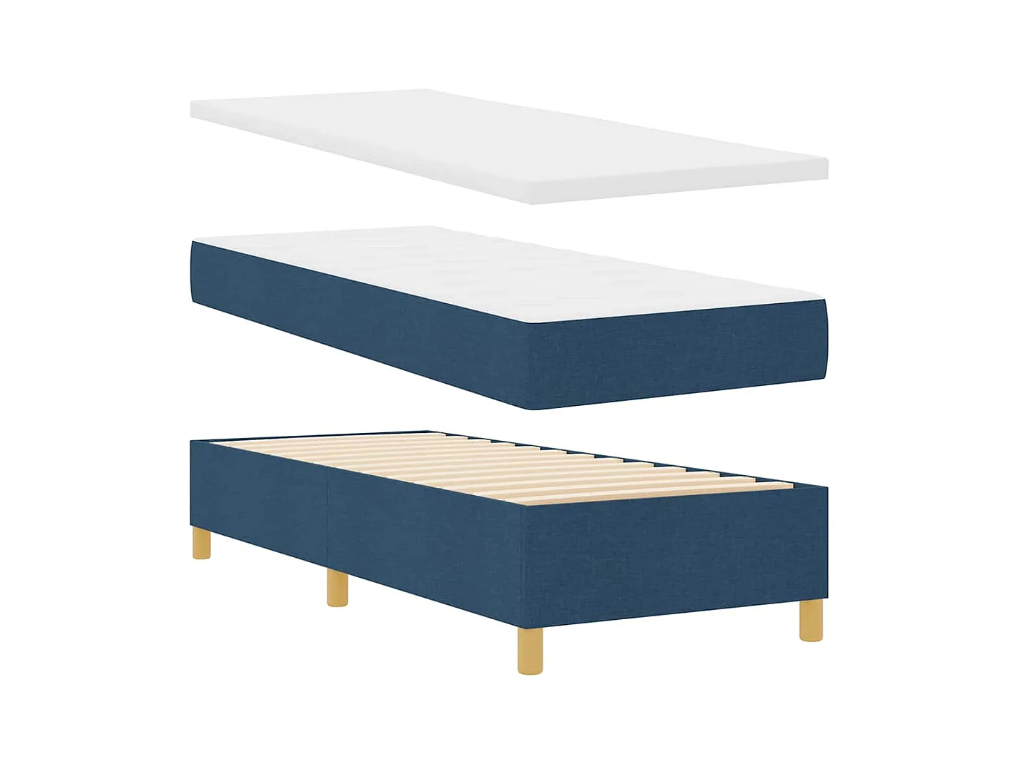 Cadre de lit avec matelas Bleu 80 x 200 cm tissu