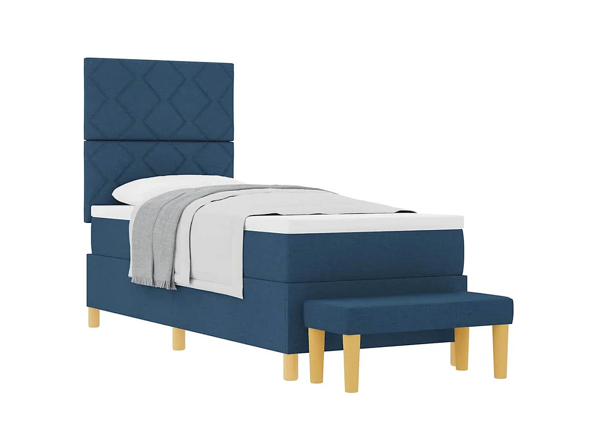 Cadre de lit avec matelas Bleu 80 x 200 cm tissu