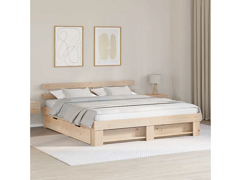 Cadre de lit avec tiroir Marron 180 x 200 cm Bois massif en pin