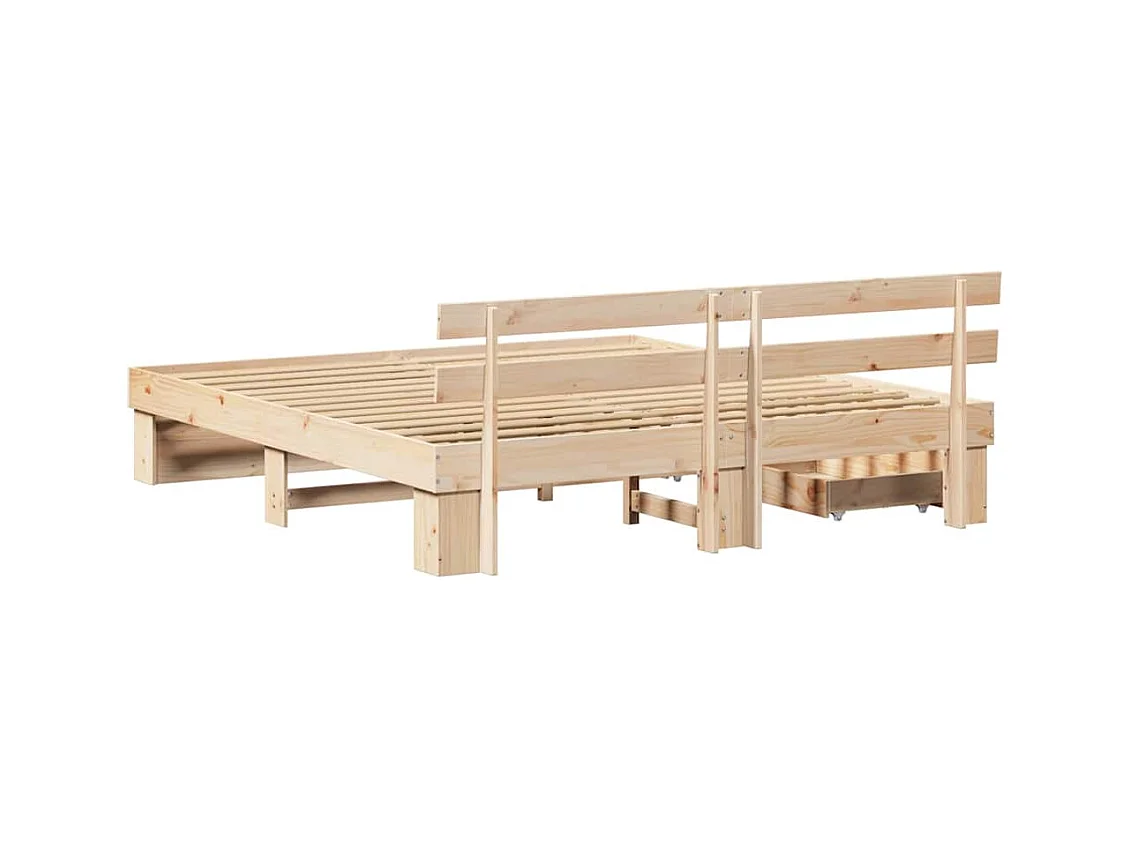 Cadre de lit avec tiroir Marron 180 x 200 cm Bois massif en pin