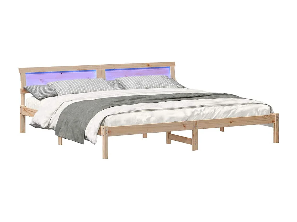 Bedframe met hoofdeinde Bruin 200 x 200 cm Massief grenenhout