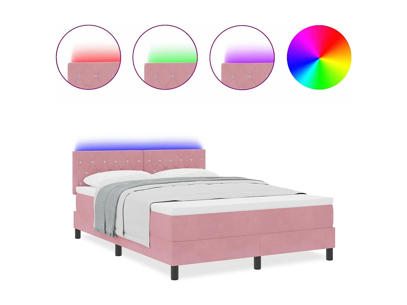 Cadre de lit avec matelas Rose 140 x 190 cm Velours