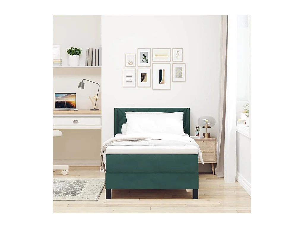 Cadre de lit avec matelas noir 100x200 cm en velours