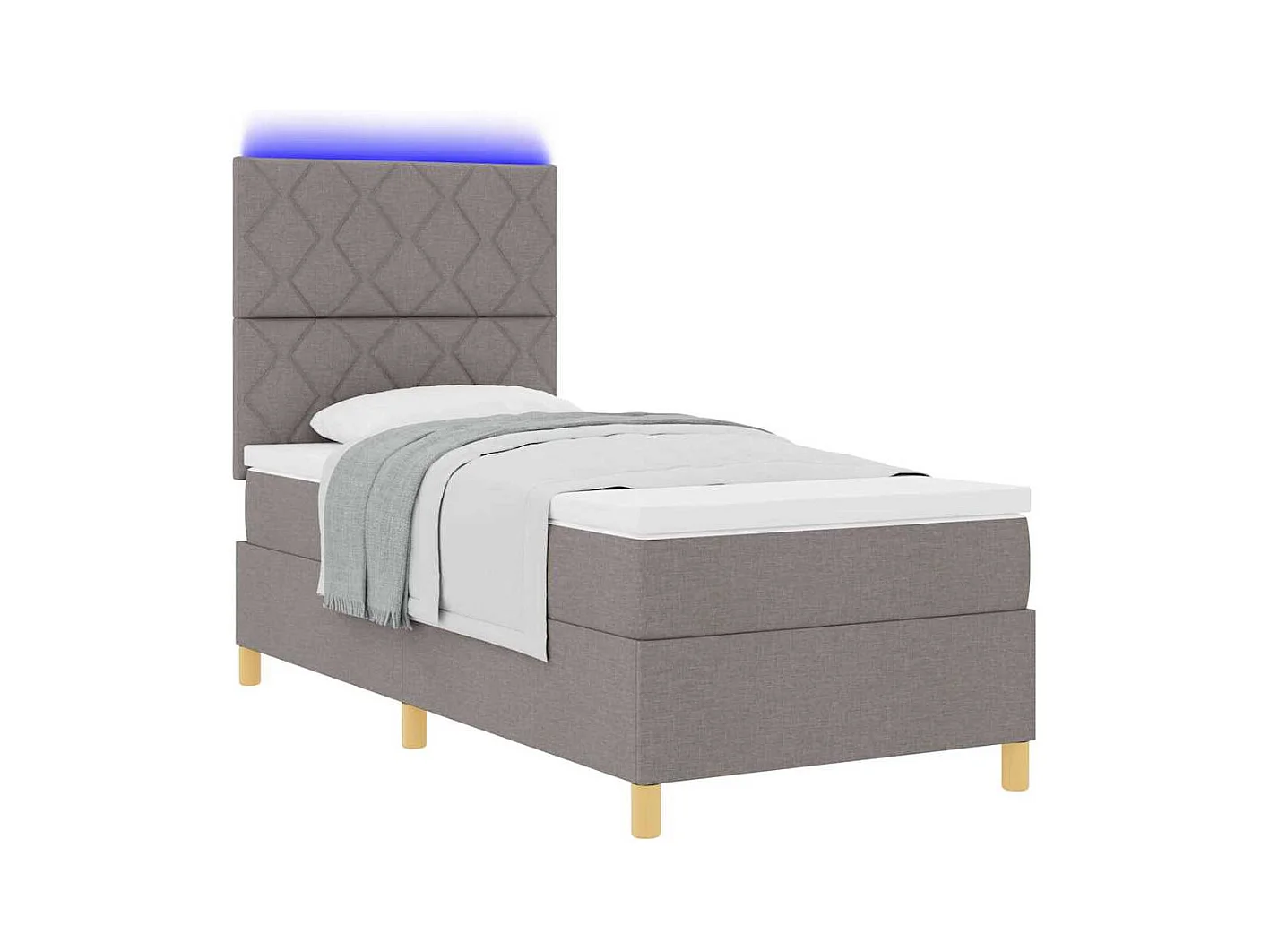 Cama tipo Box Spring con colchón Taupé 100 x 200 cm tela