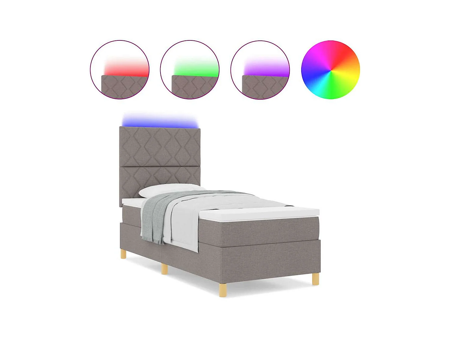 Cama tipo Box Spring con colchón Taupé 100 x 200 cm tela