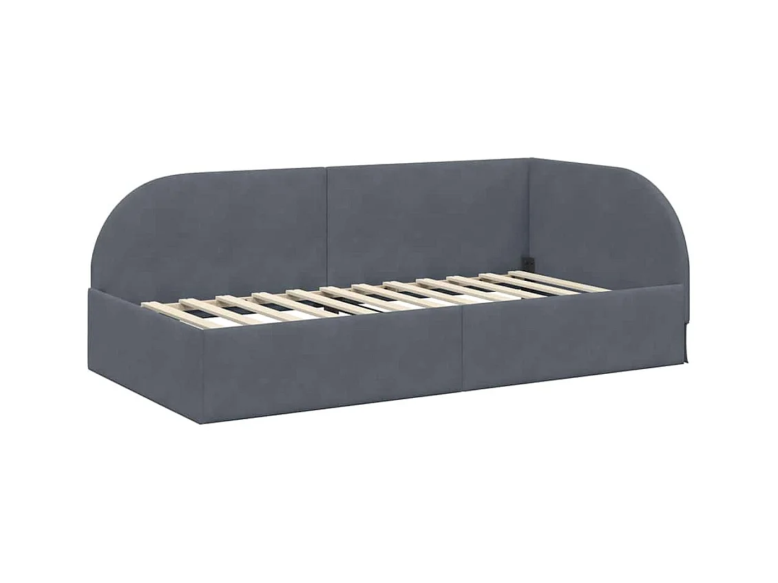 Estrutura de Cama de Canto Cinzento escuro 90 x 200 cm Veludo