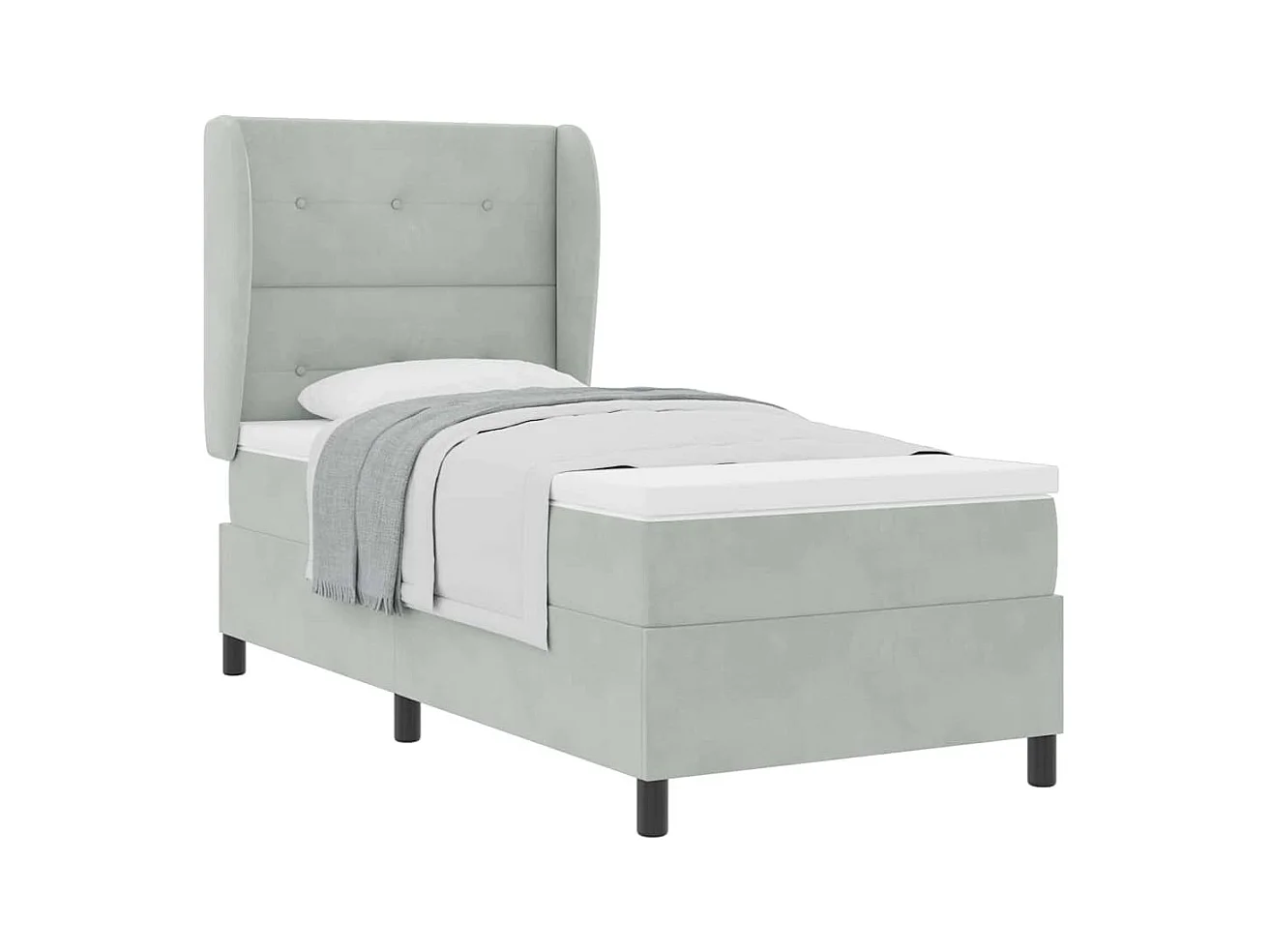 Cadre de lit avec matelas Gris clair 100 x 200 cm Velours