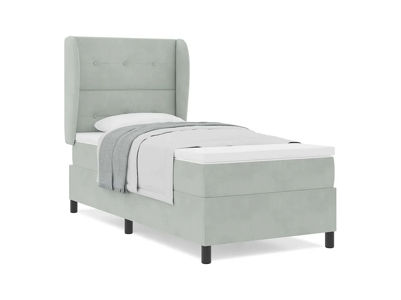 Cadre de lit avec matelas Gris clair 100 x 200 cm Velours