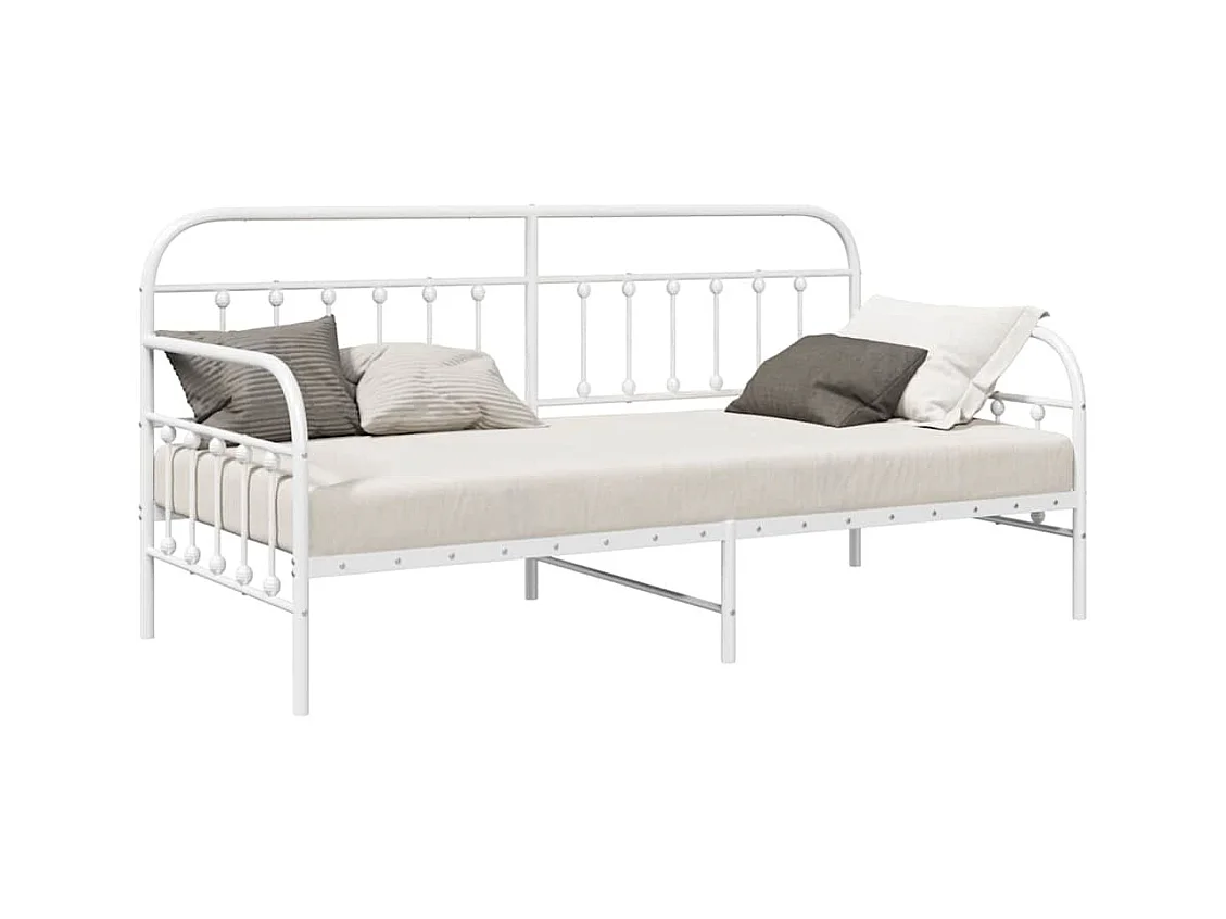 Cadre de lit de jour avec tête de lit Blanc 107 x 203 cm Acier
