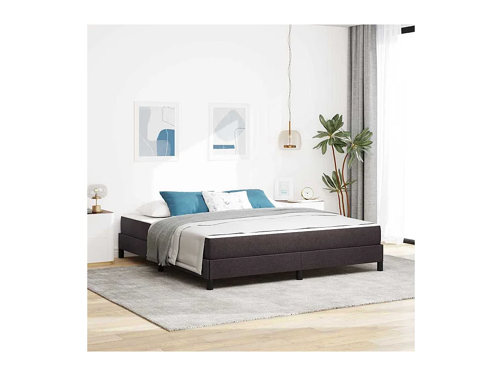 Cama tipo Box Spring Marrón oscuro 180 x 200 cm tela