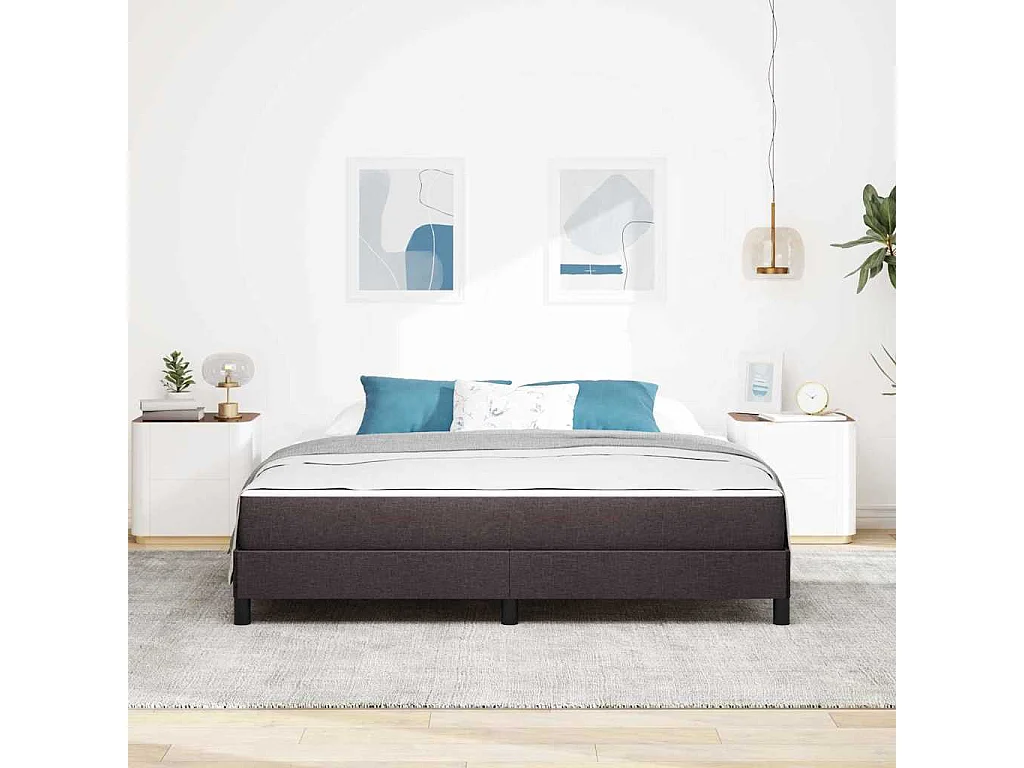 Cama tipo Box Spring Marrón oscuro 180 x 200 cm tela