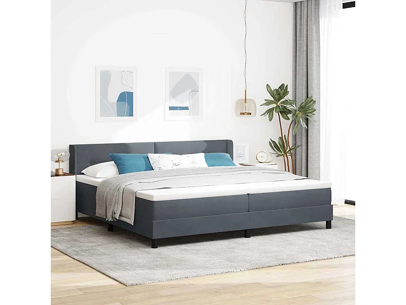 Cadre de lit avec matelas noir 100x200 cm en velours