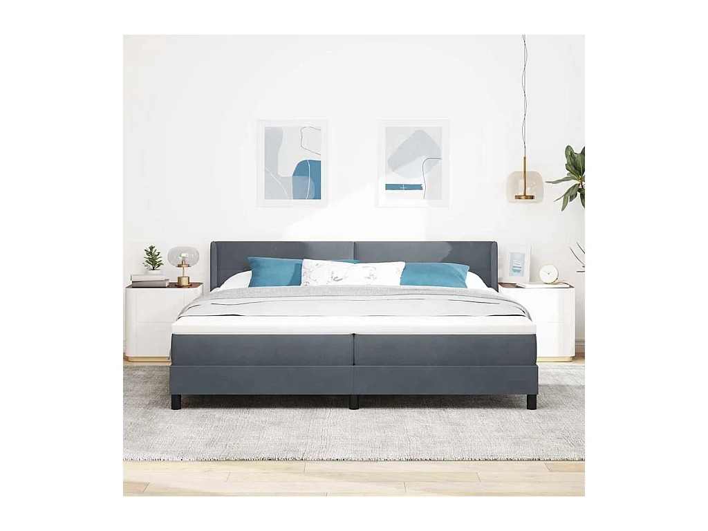 Cadre de lit avec matelas noir 100x200 cm en velours