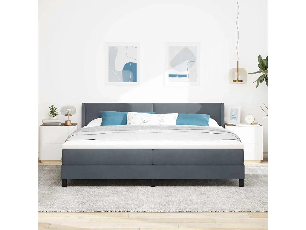 Cadre de lit avec matelas noir 100x200 cm en velours