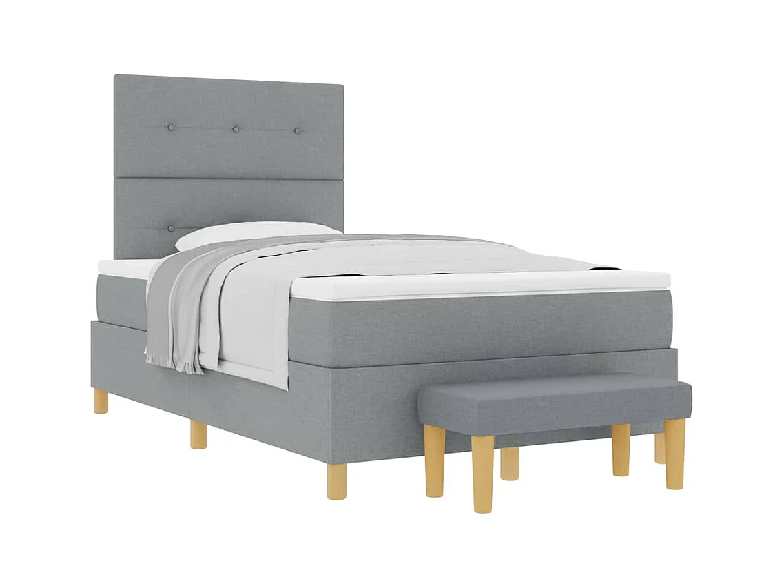 Cadre de lit avec matelas Gris clair 120 x 190 cm tissu