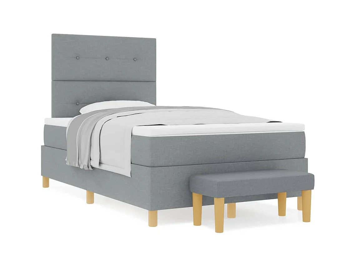 Cadre de lit avec matelas Gris clair 120 x 190 cm tissu