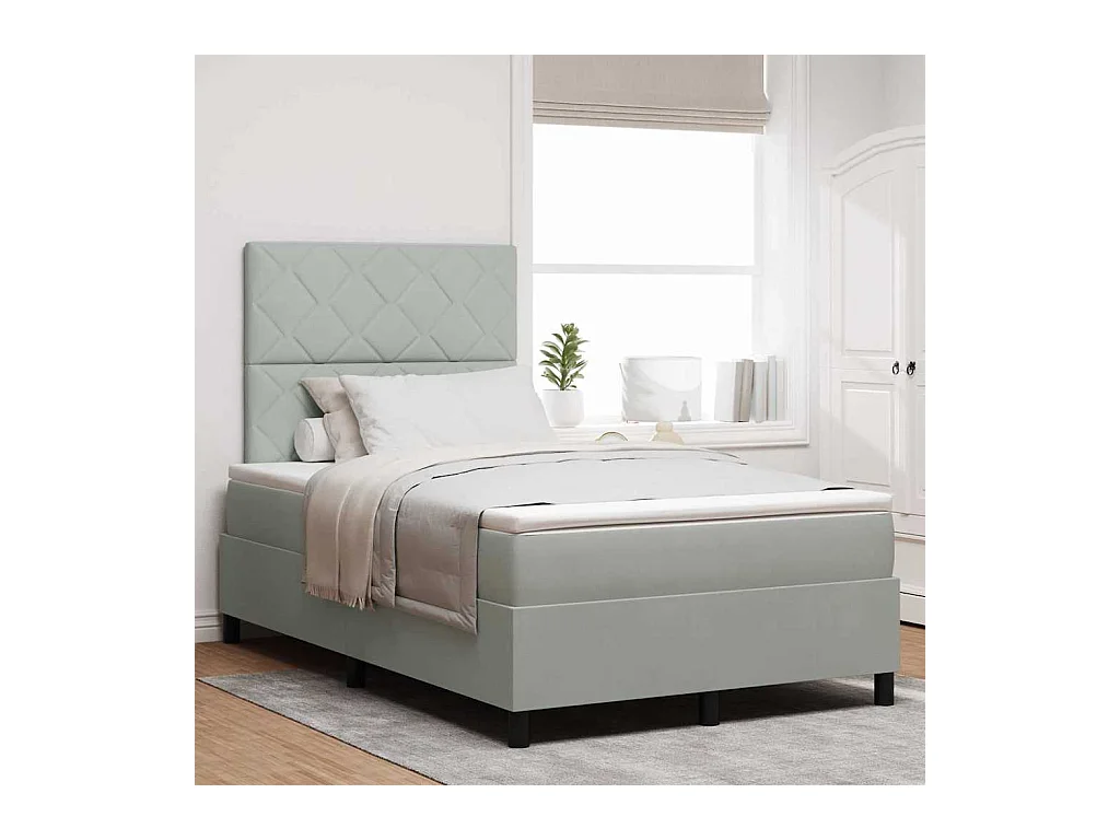 Cama tipo Box Spring Gris claro 120 x 190 cm Terciopelo
