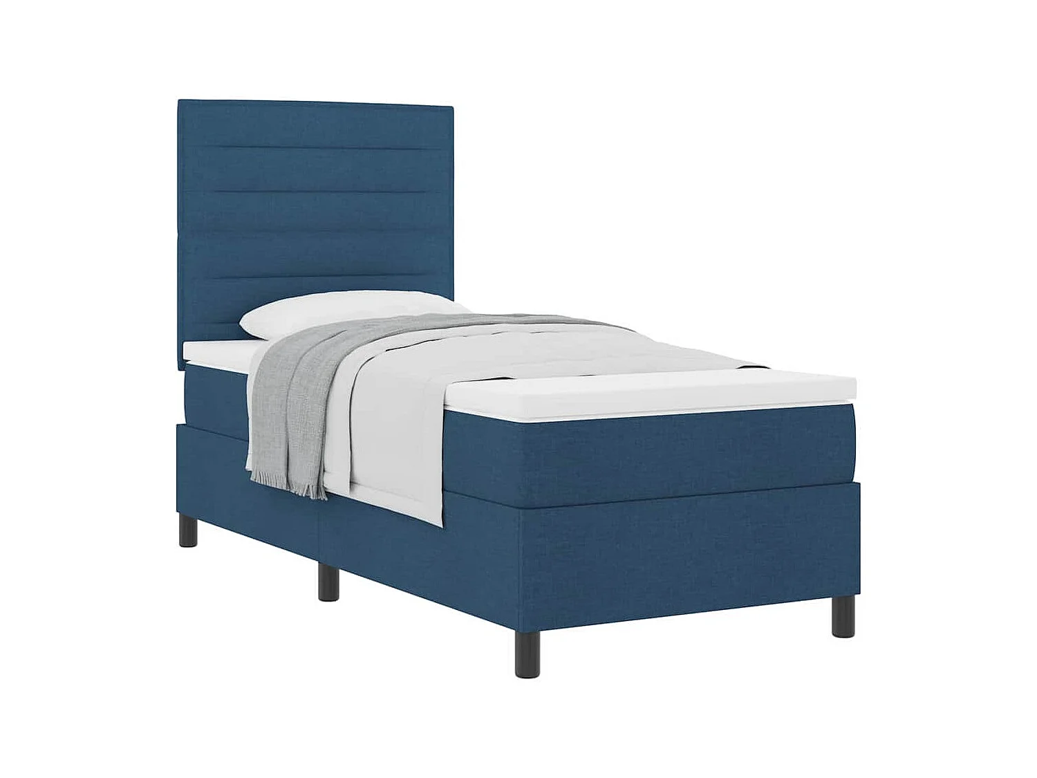 Cama tipo Box Spring con colchón Azul 90 x 200 cm tela