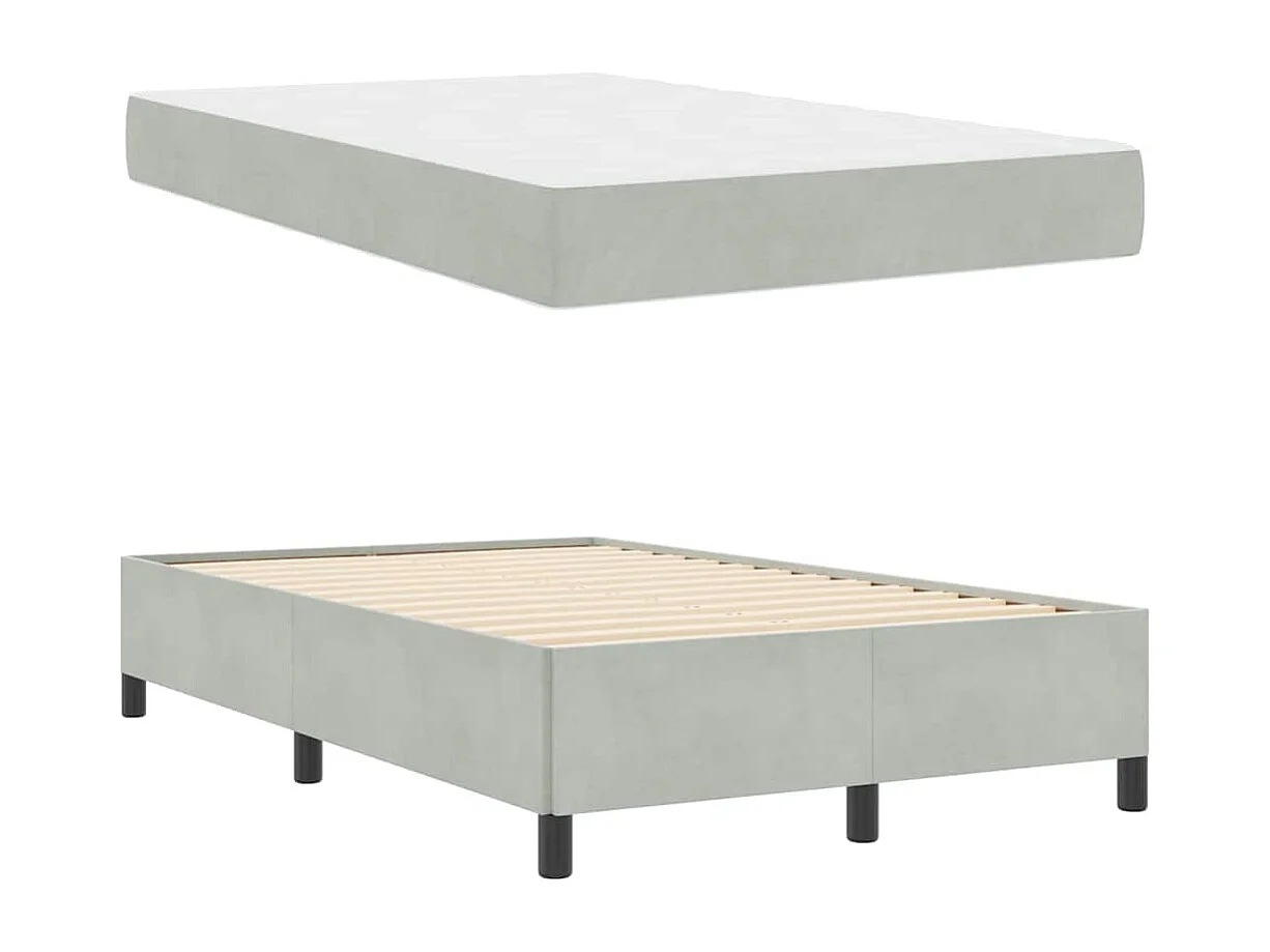 Bedframe met matras Wit en Lichtgrijs 120 x 190 cm Fluweel