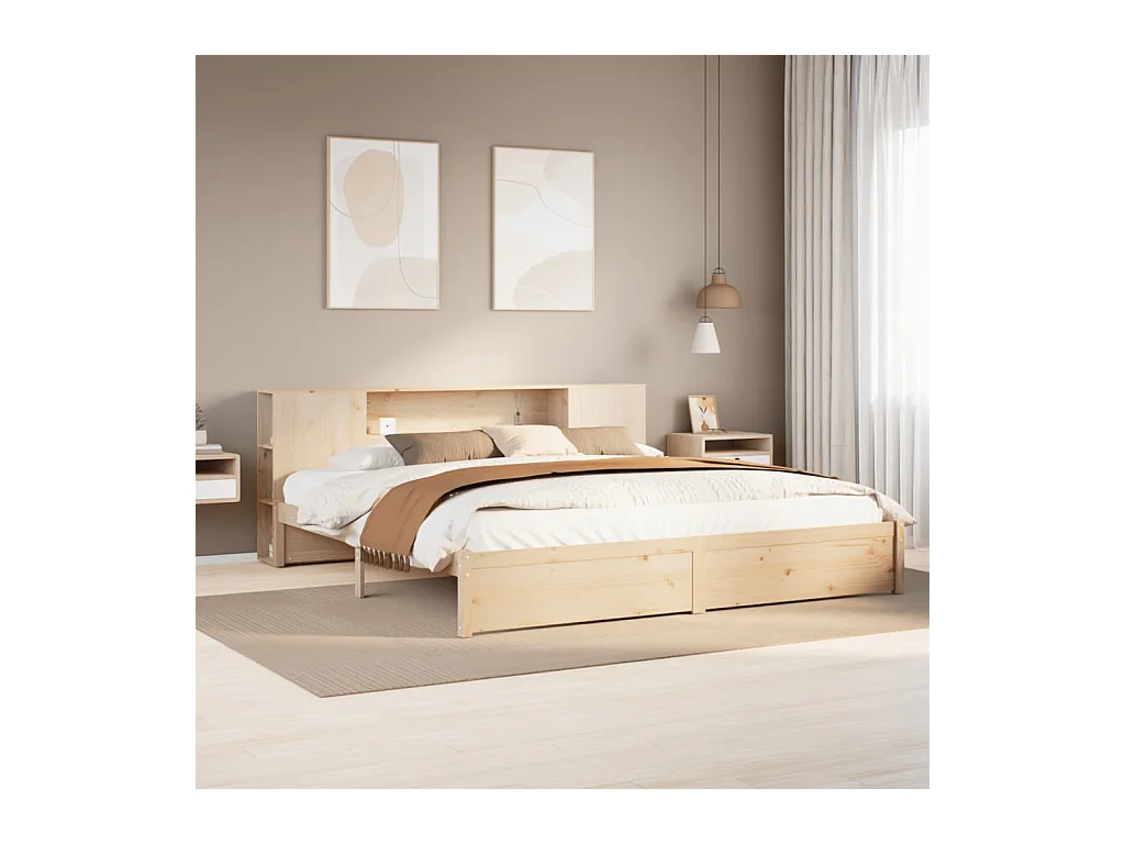 Bed met boekenkast zonder matras massief grenenhout 180x200 cm